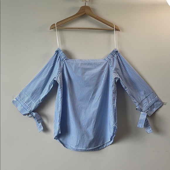 Thread & Supply Relaxed Blue Off-Shoulder Blouse - Picture 4 of 5